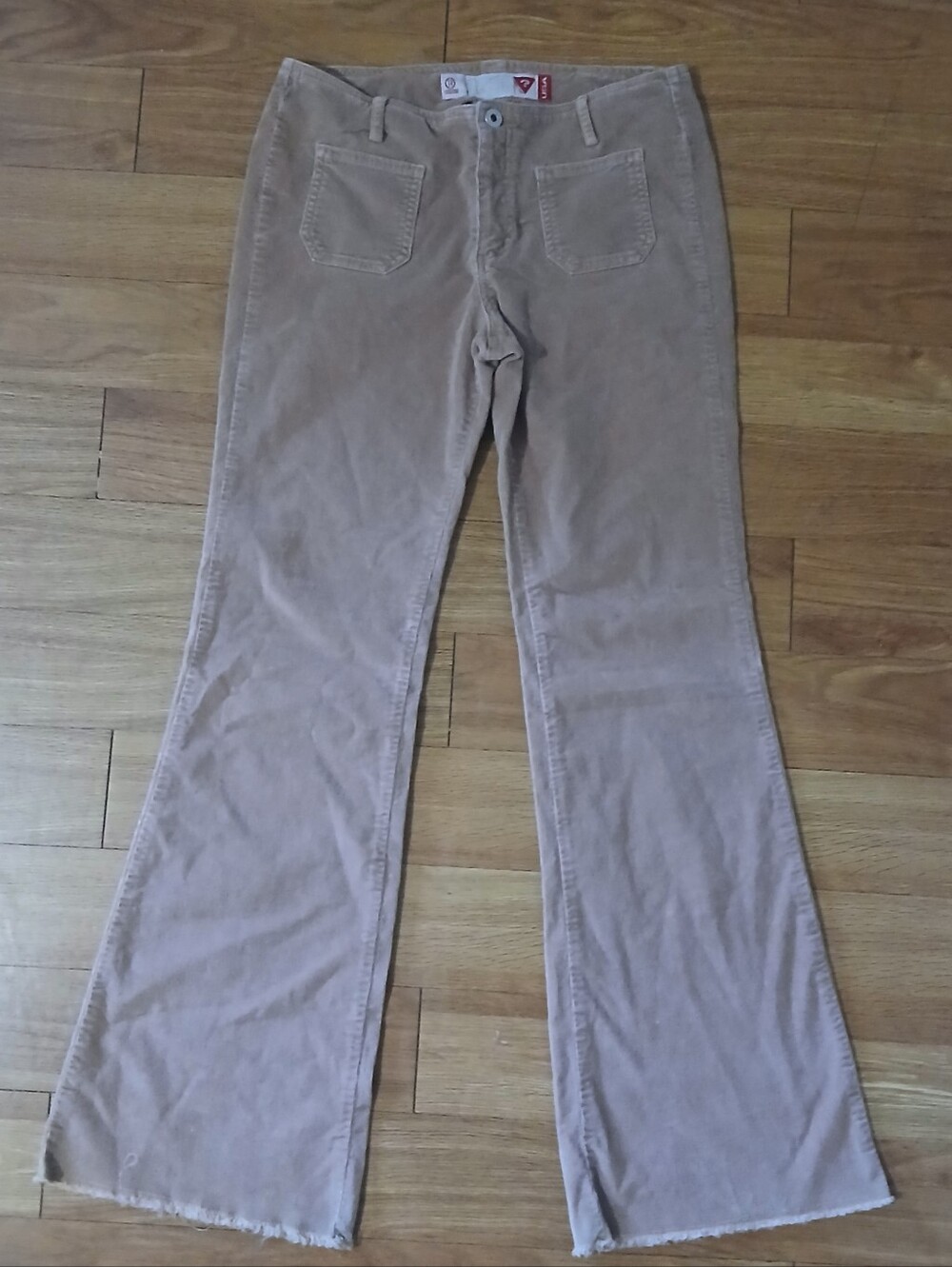 Vintage Late 90's Y2K GUESS Size 30 Women’s Beige Corduroy Flare Pants Stretch